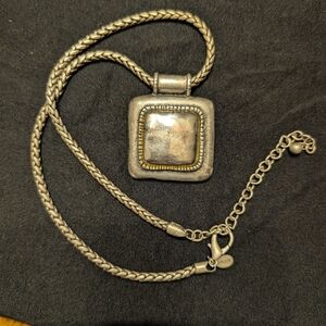 Chico's Silver Square Pendant Necklace